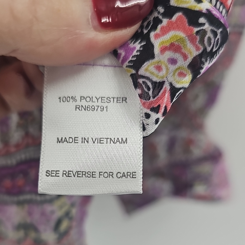 Roz & Ali Purple Multi-Pattern Peasant Blouse - Picture 7 of 8